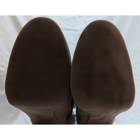 Faux Suede Mid Ankle Booties Size 10  Stacked Heel Taupe Tan Brown Zipper - Picture 8 of 10